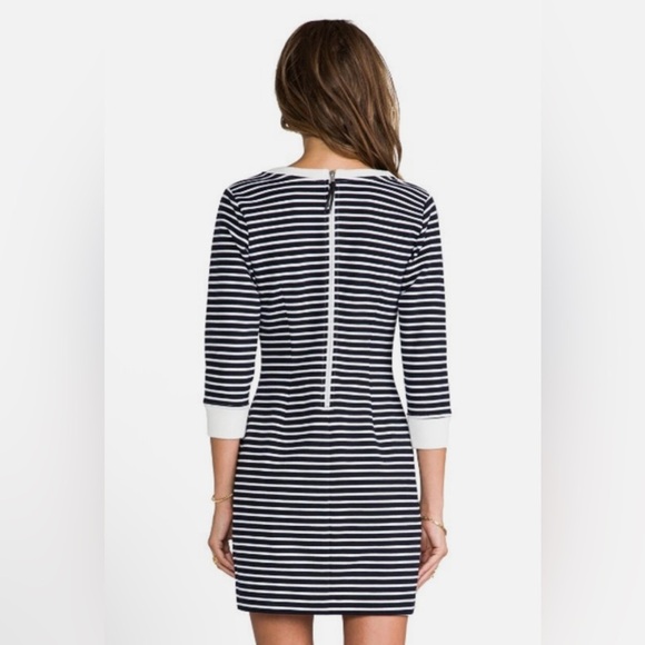 THEORY Bimini Zamion Dress Striped 3/4 Sleeve Mini Navy Blue/ White SIZE:6 - Picture 4 of 12